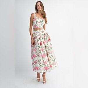 Mable Floral Sweetheart Neckline Skirt Set